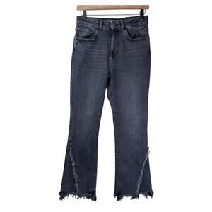 DL1961 Black Denim Distressed Flare Fringe High Waist Streetwear Punk Jeans